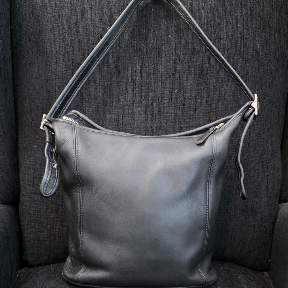 Vintage Coach Legacy Slim Duffle Sac Black Leather Shoulder Bag